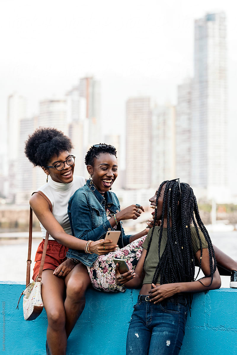 Three afro women enjoying a meeting