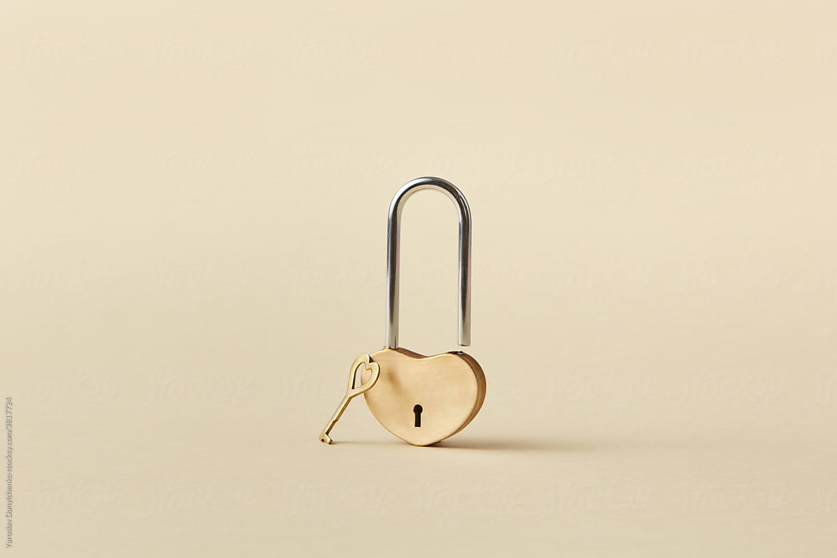 Heart shaped padlock with key