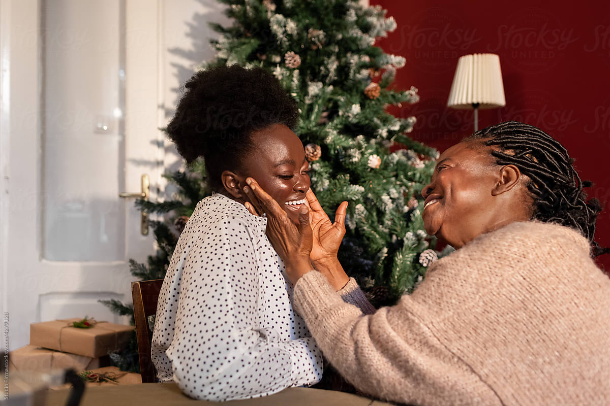 Mother and Daughter at Home for Christmas