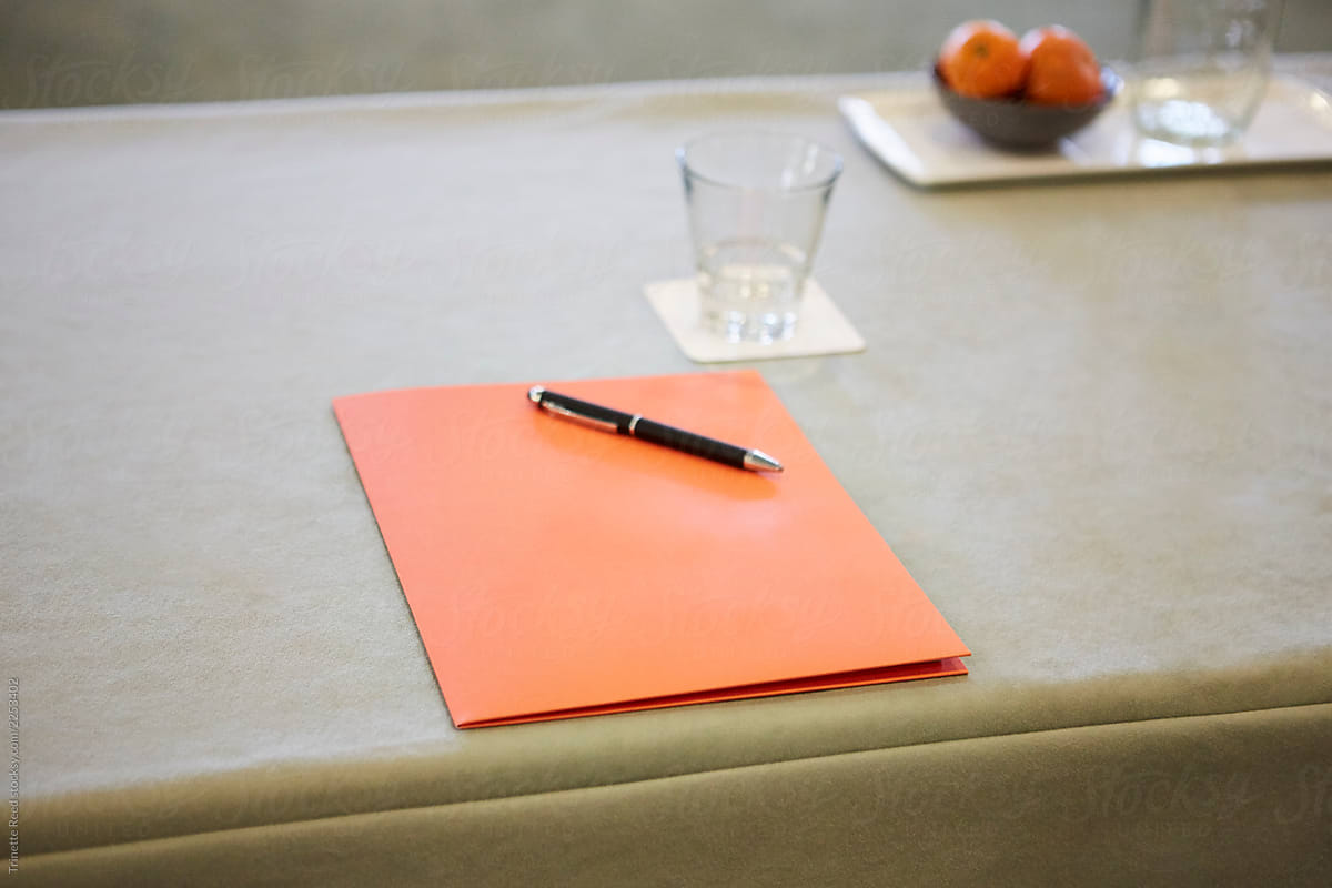 Conference room business meeting table setting