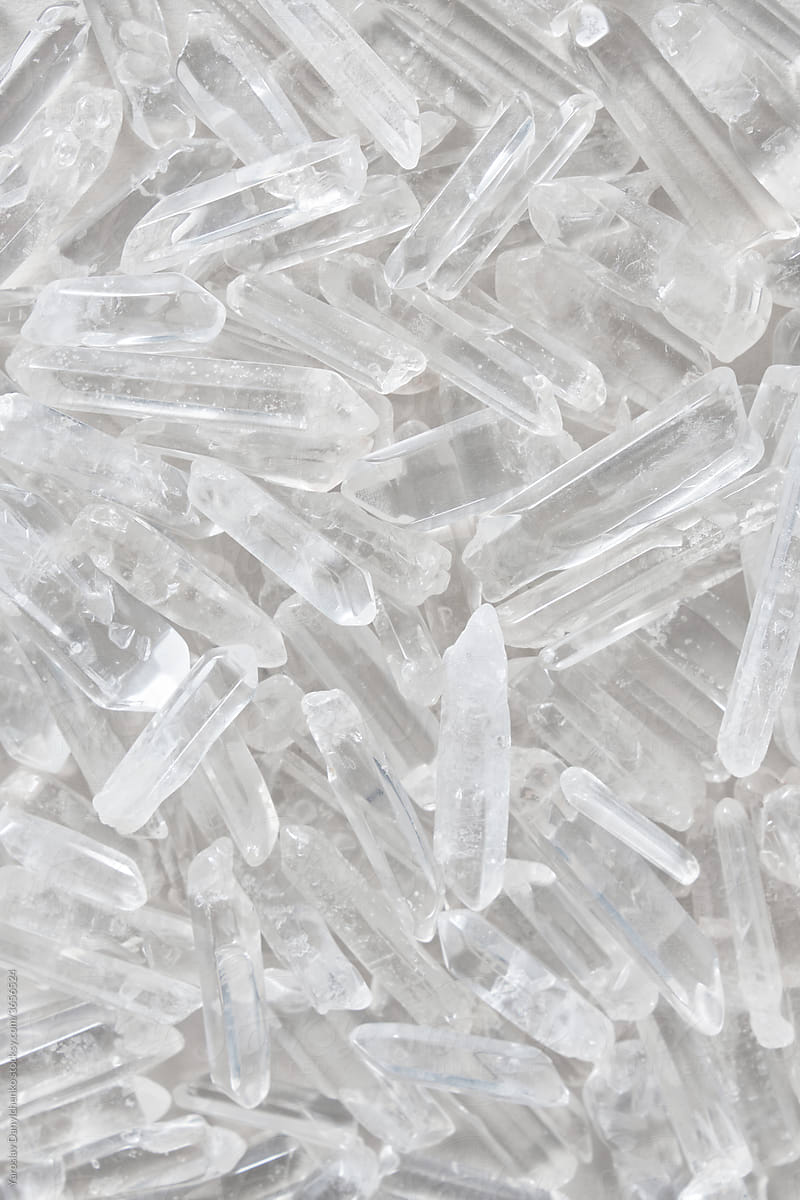 Closeup of healing magic quartz crystals