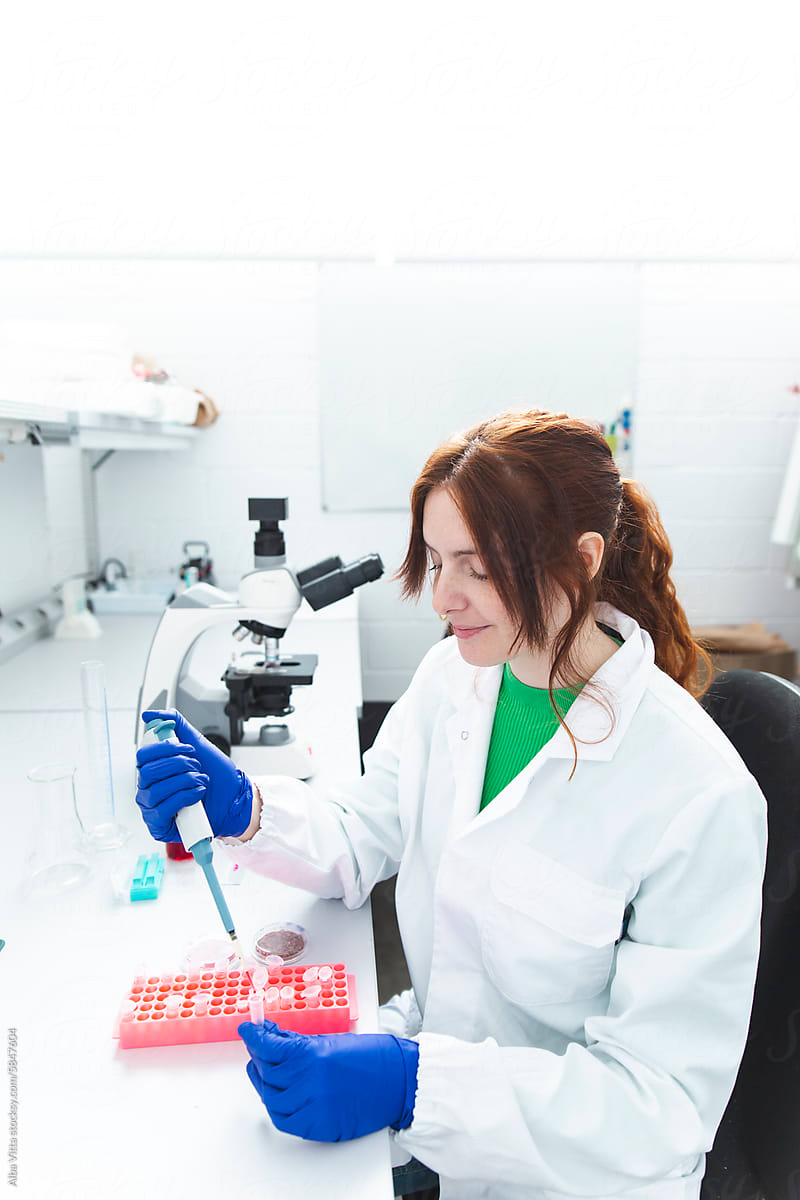 Female scientist researcherworking on biotech laboratory