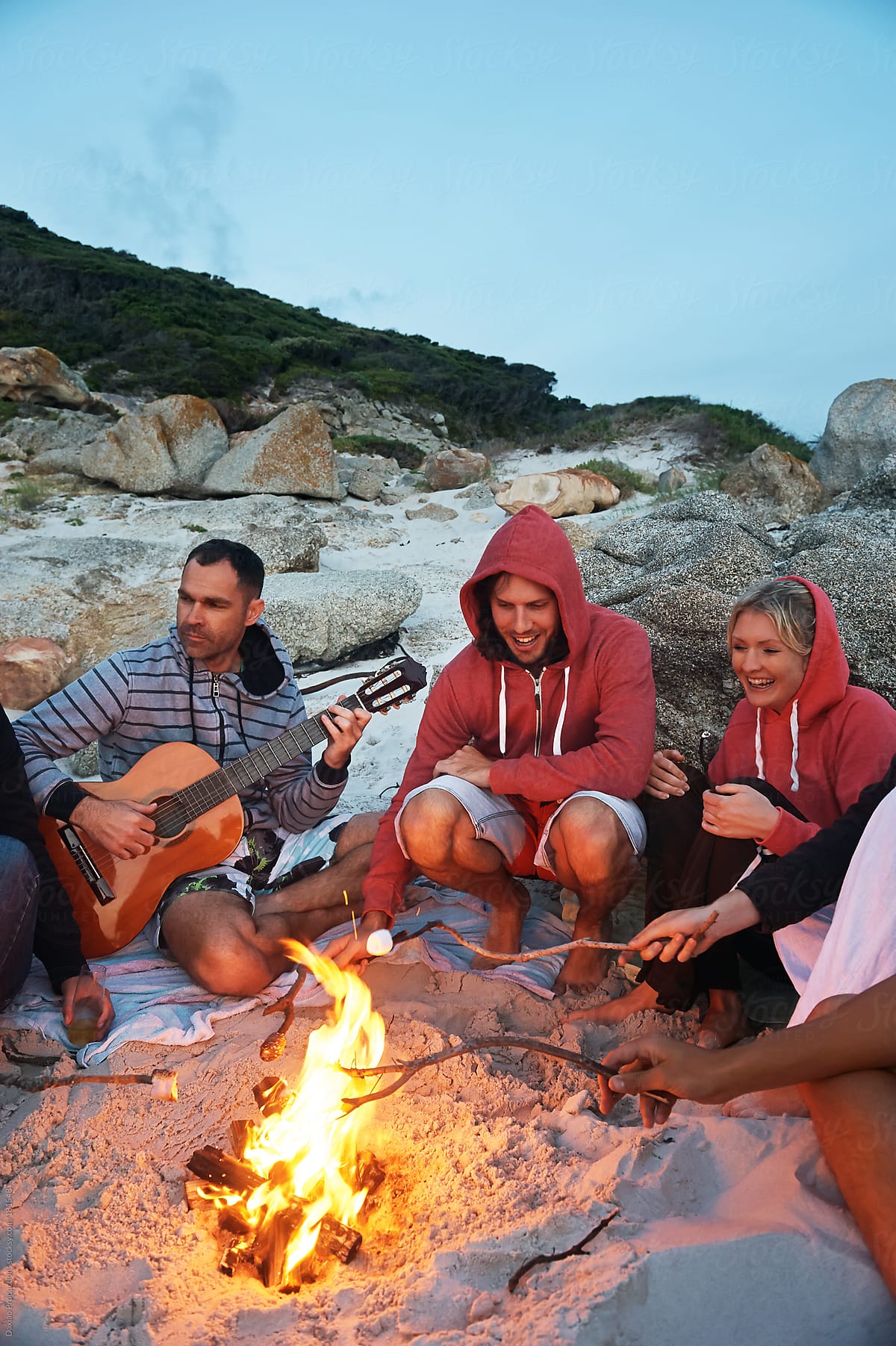 beach bonfire marshmallow