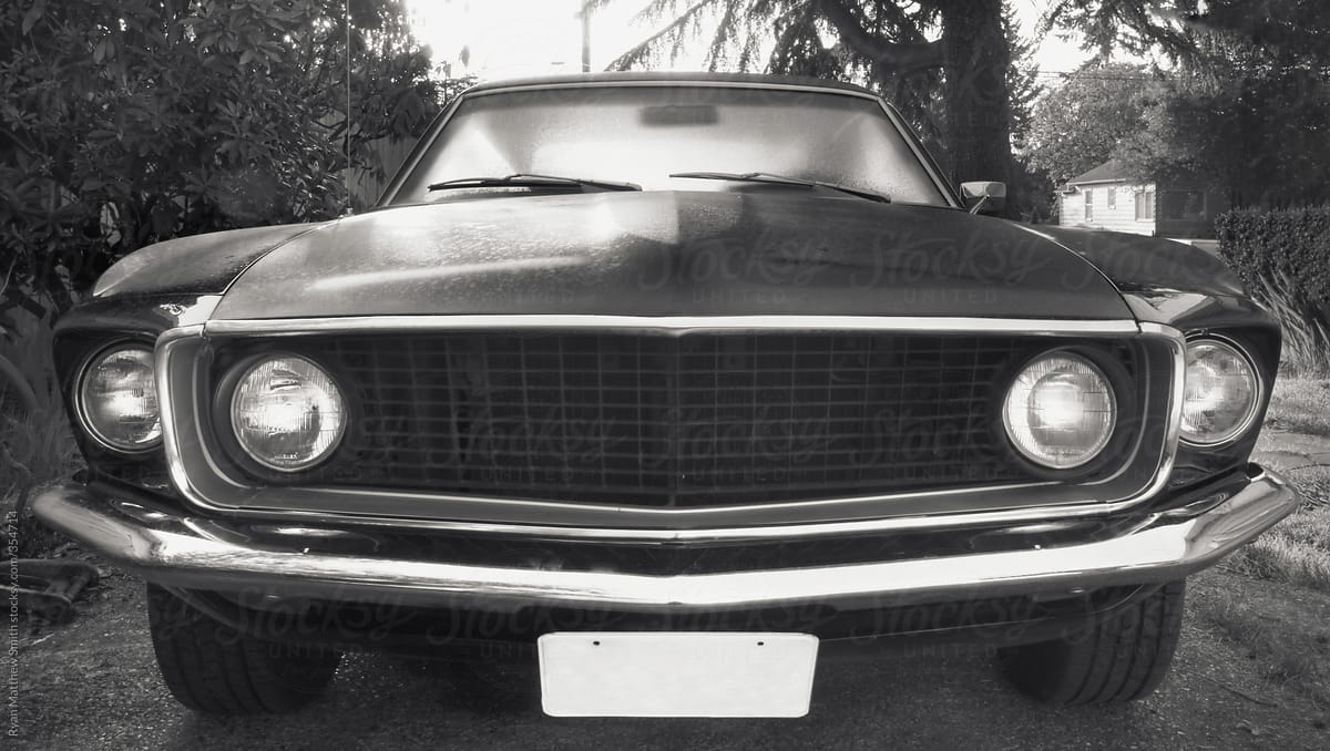 Classic Muscle Car, Black and White