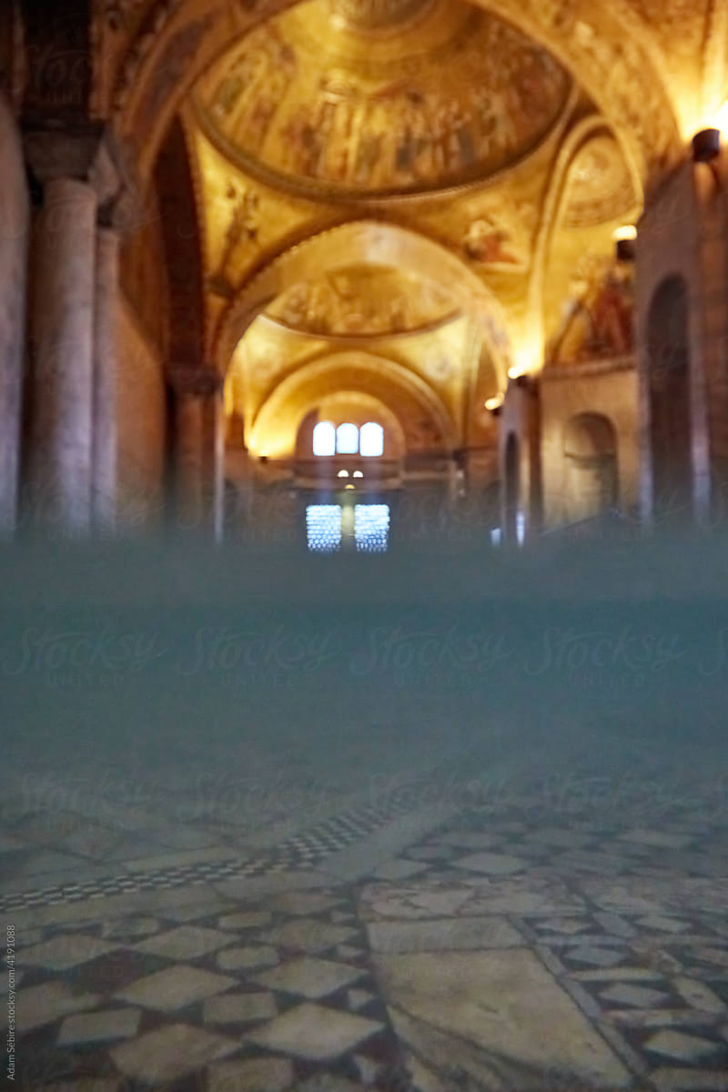 Flood water damages St Mark\'s San Marco church, Venice