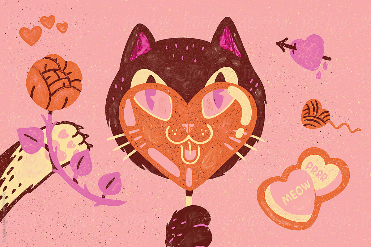 Valentine's Day Heart-shaped Lolly Pop cat!