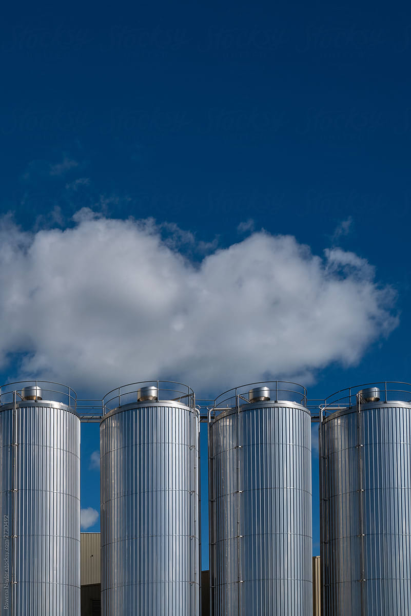 Milk drying towers at large dairy processing factory