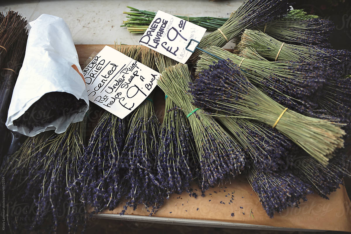 lavender for sale on a market stall