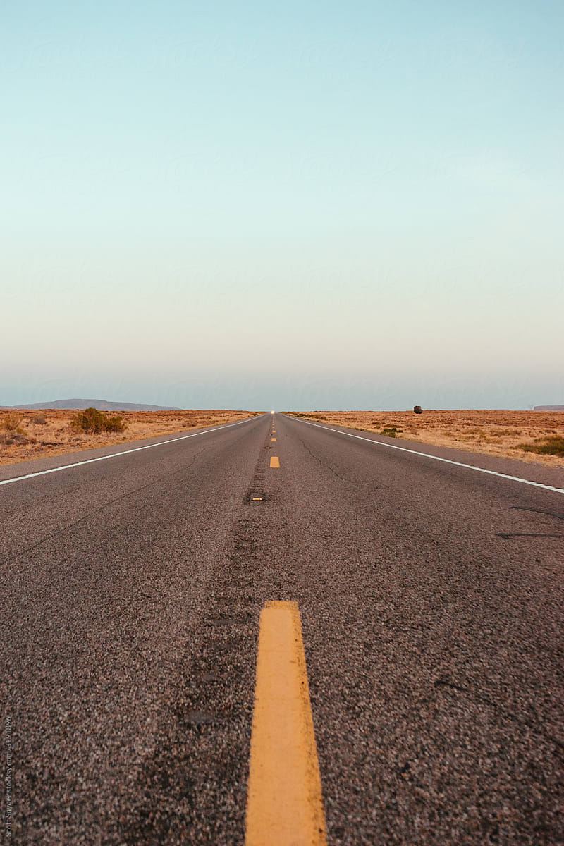 Open Road in Empty Desert