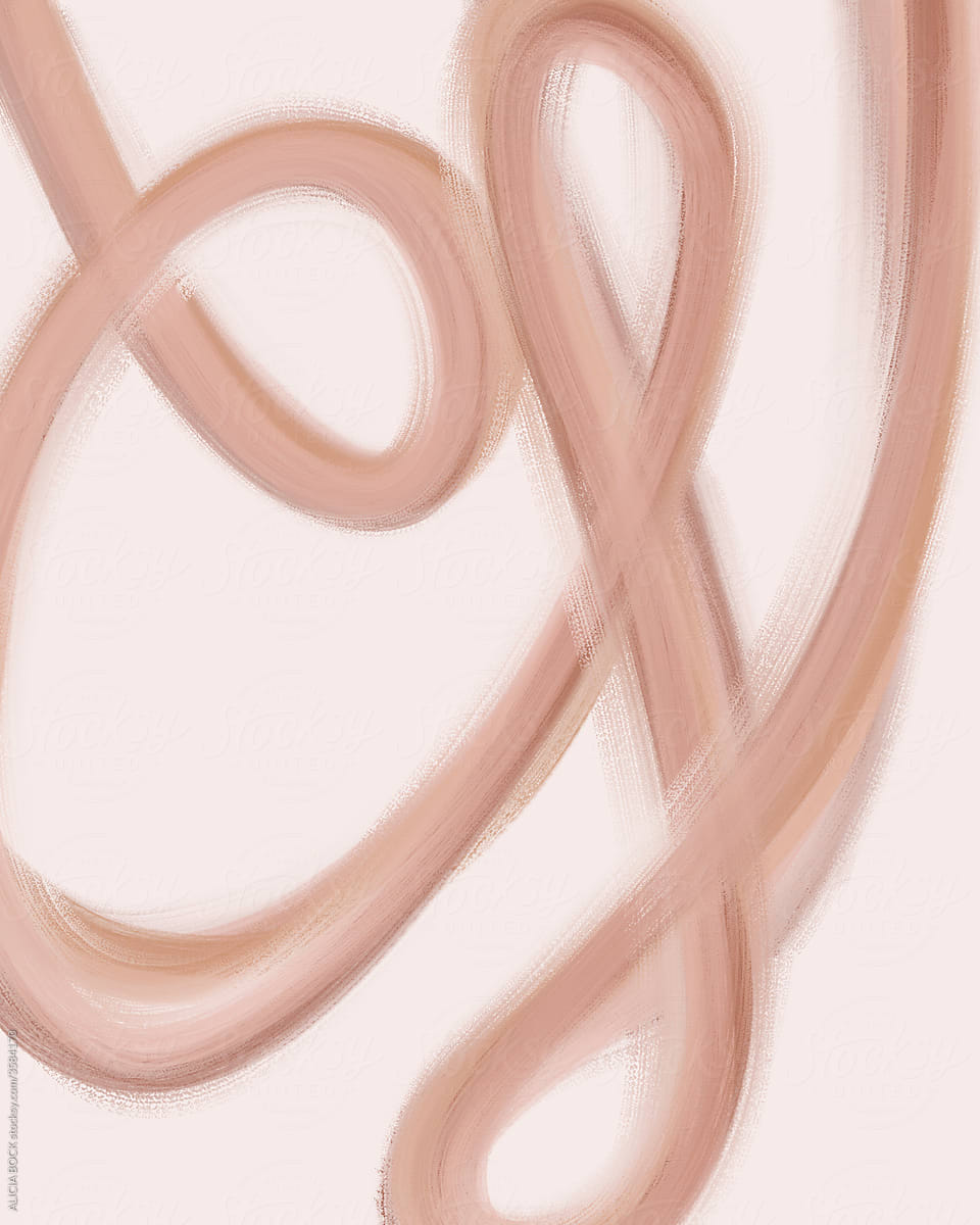 Soft Pink Abstract Curving Line Painting