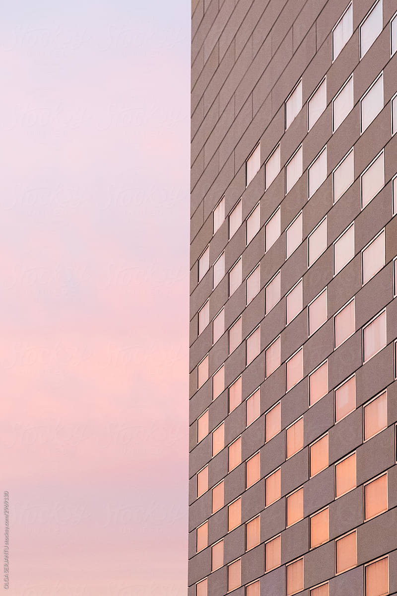 Straight building lines and sunset colors