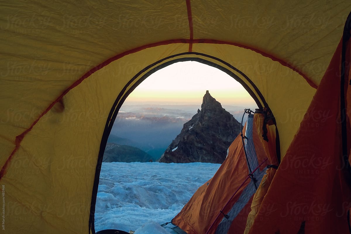 Mountain frames by tent