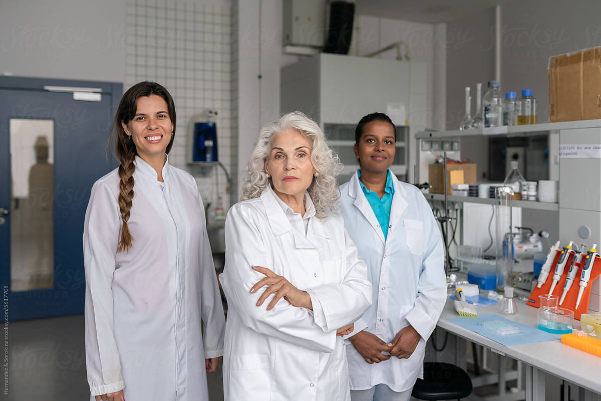 Group Of Female Researchers In Modern Laboratory