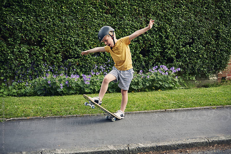 Child playing on a skateboard
