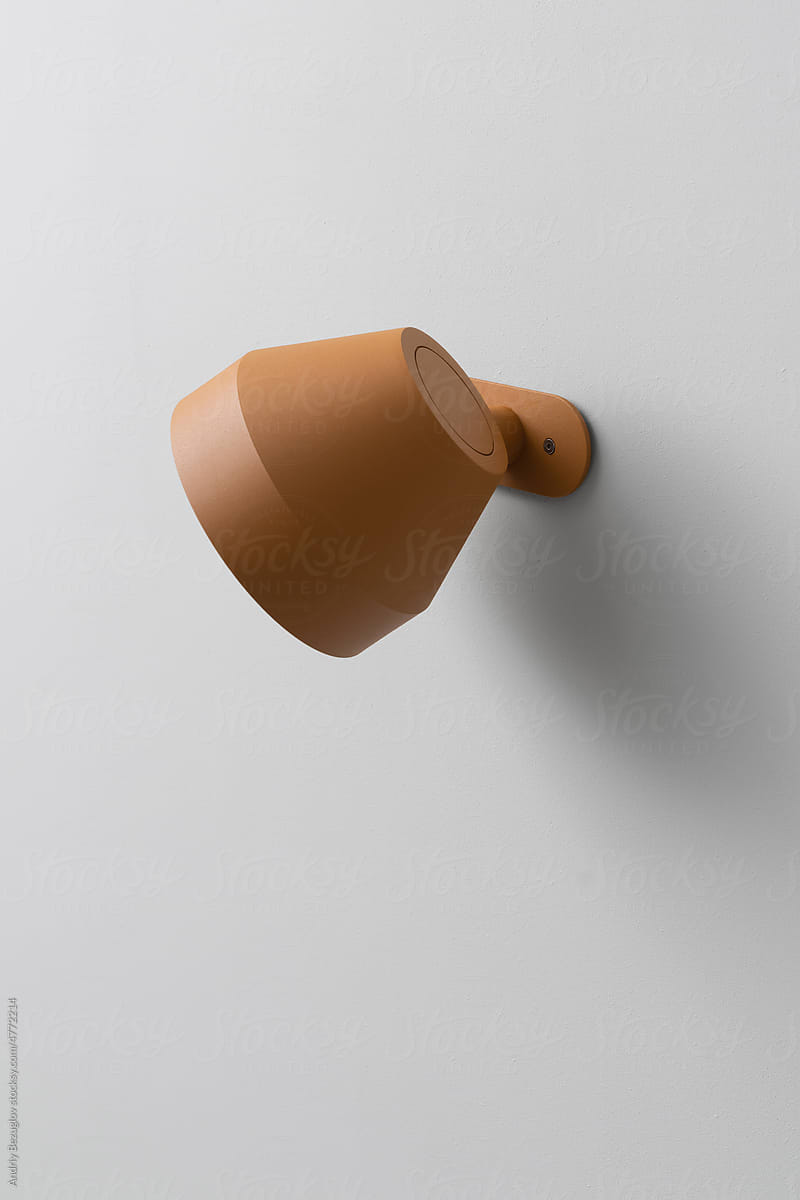 Closeup view at colorful rounded wall lamp