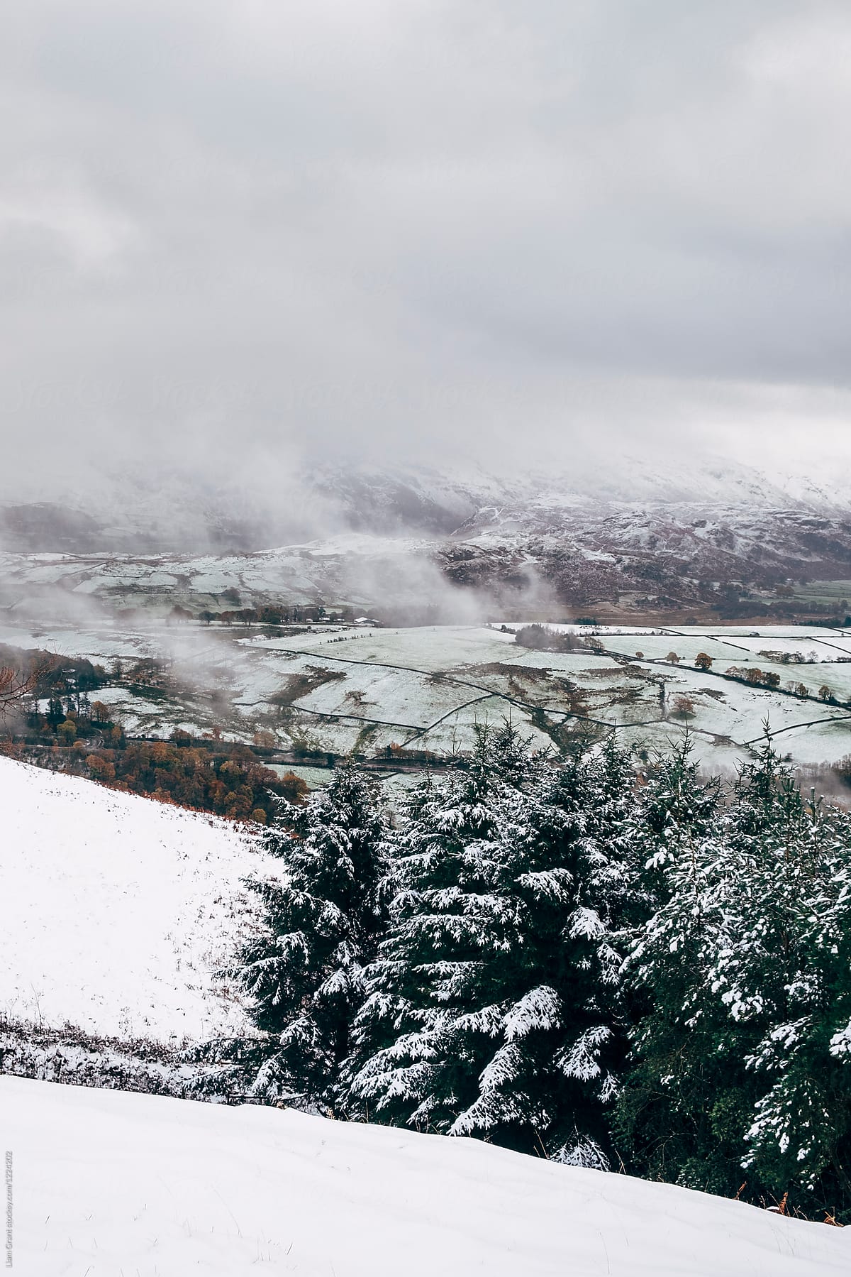 Snow covered views from Latrigg, Cumbria, UK.