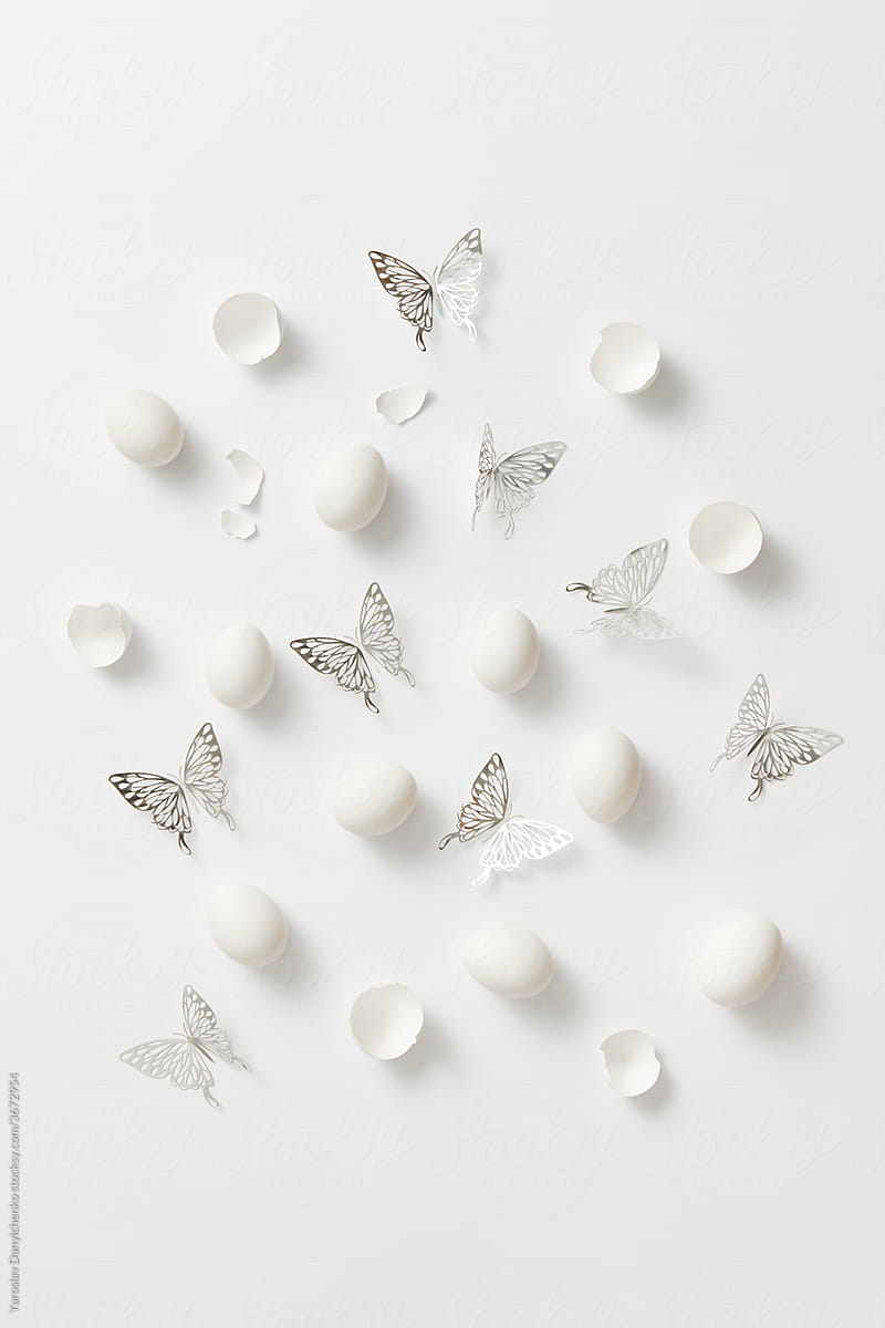 Easter eggs and papercraft butterflies