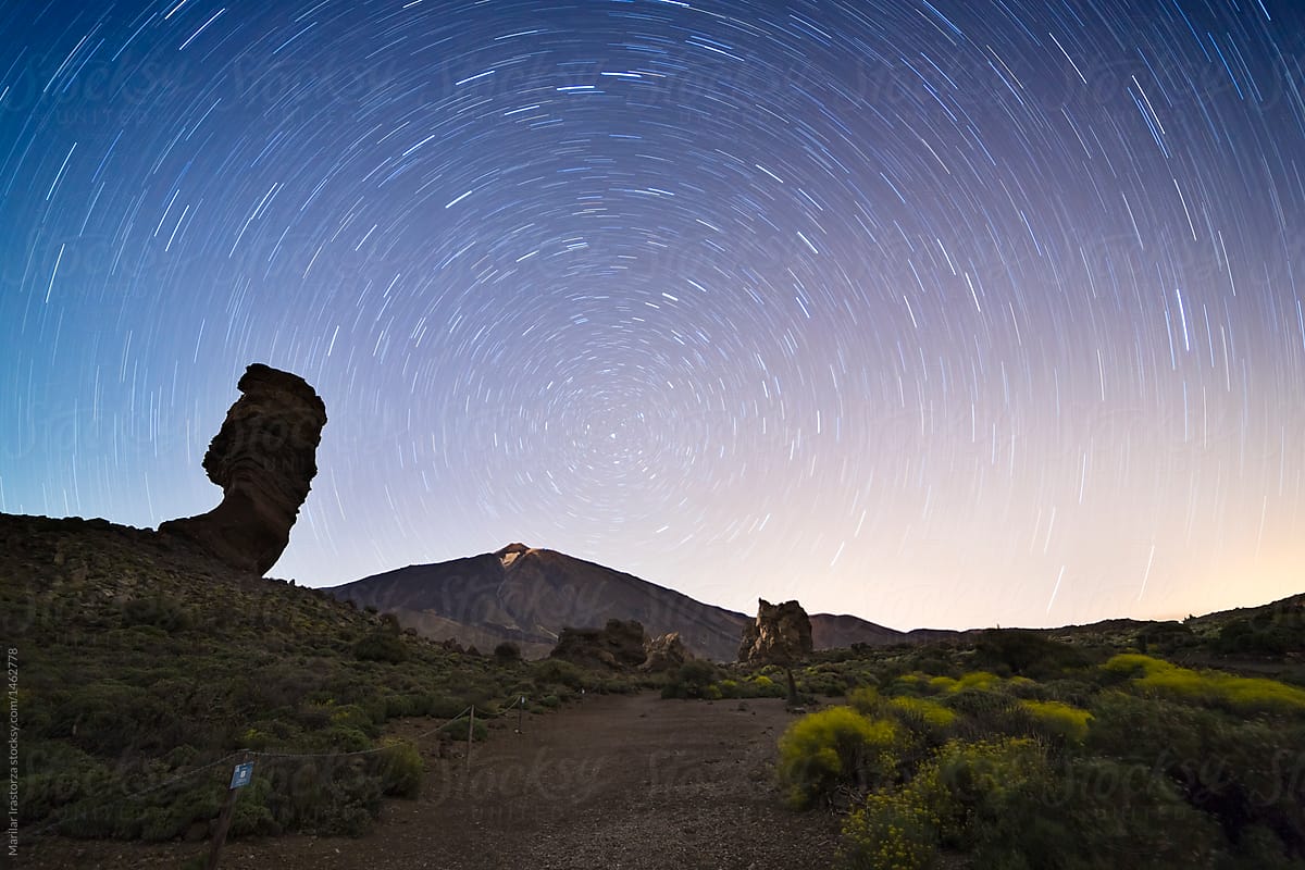 Teide Mountain Volcano National Park at ninght