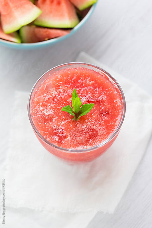 Watermelon iced drink with mint