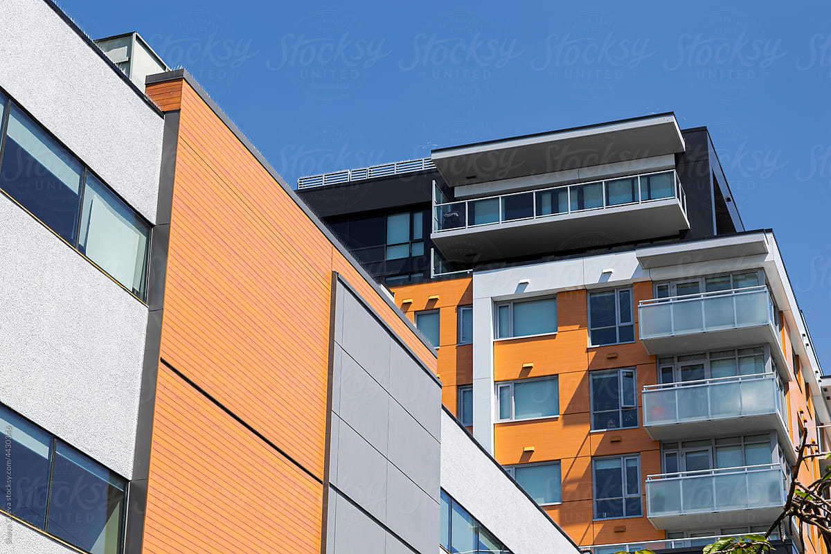 Orange and black buildings with modern design