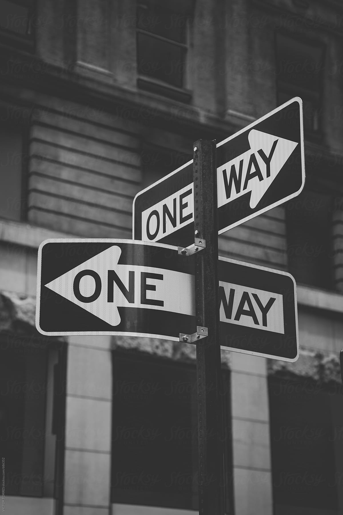One Way Signs in Manhattan Streets, New York, USA