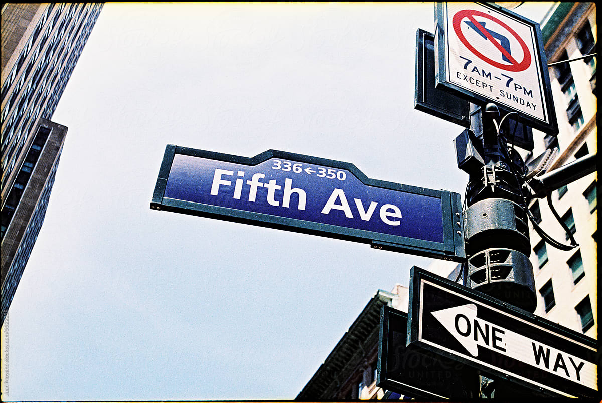 fifth avenue sign in New York, 35 mm