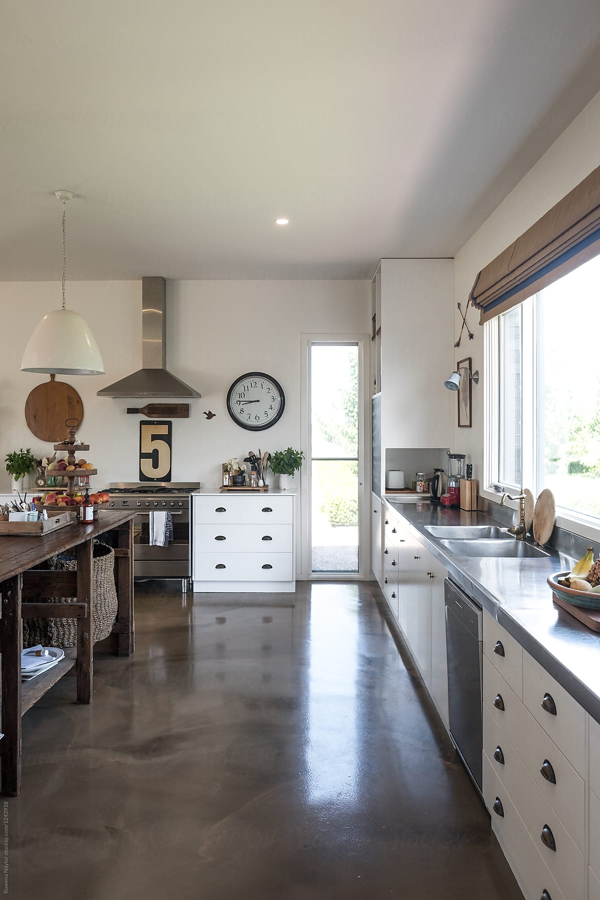 Styled Kitchen With Polished Concrete Flooring By Rowena Naylor