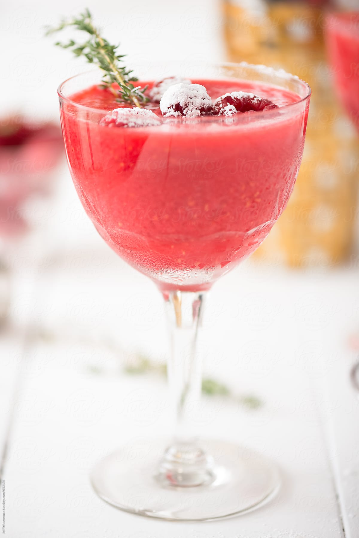 Raspberry Fruit Cocktail with Garnish