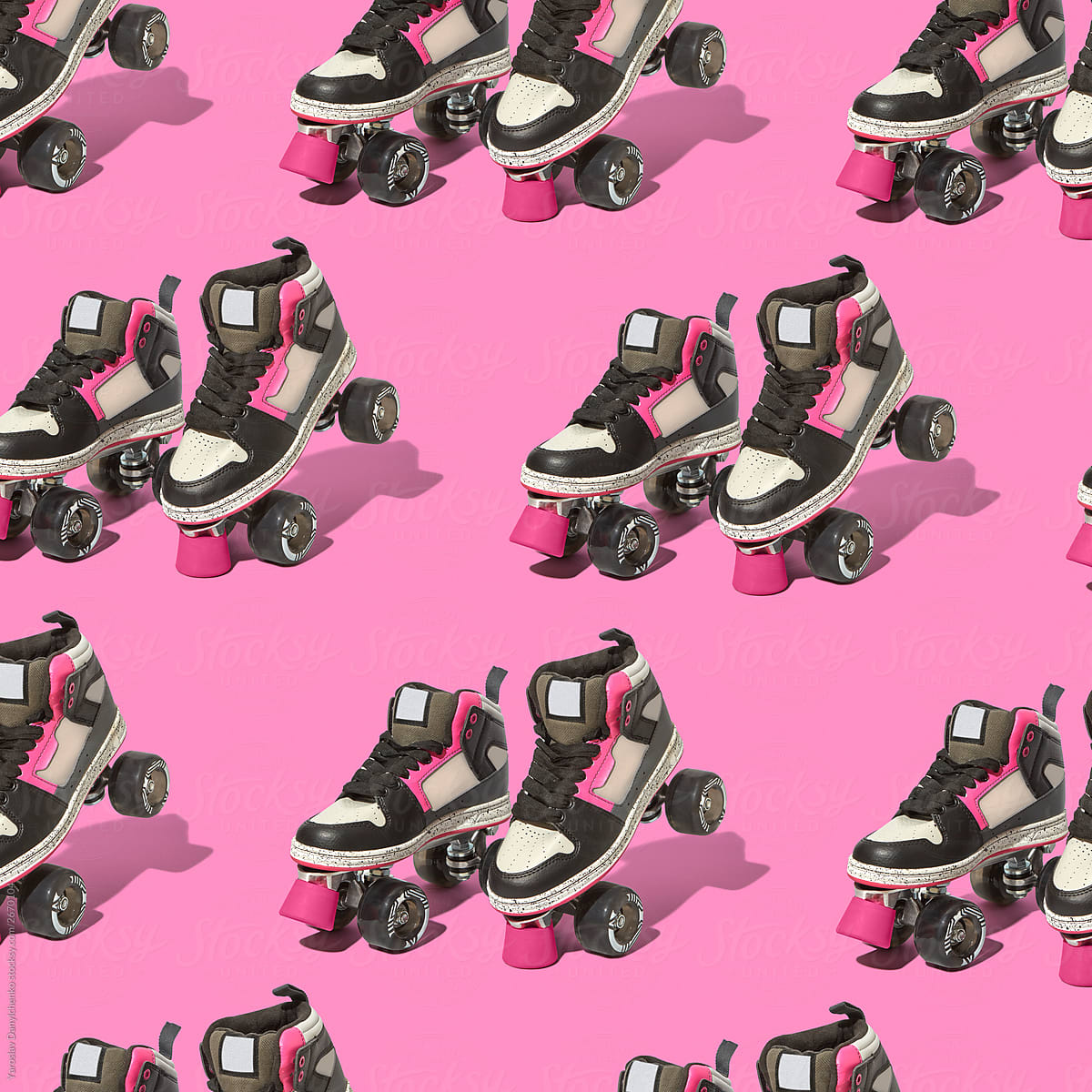 Set of stylish roller skates.