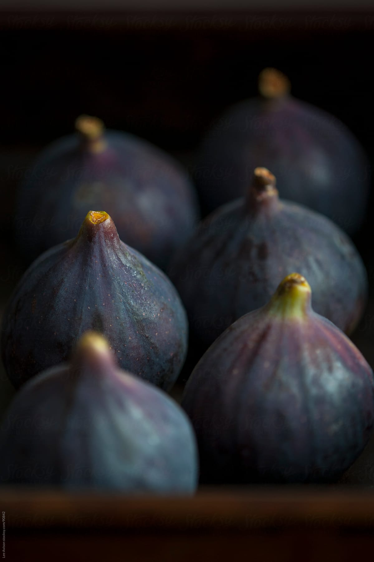 fresh ripe purple figs arranged for baking