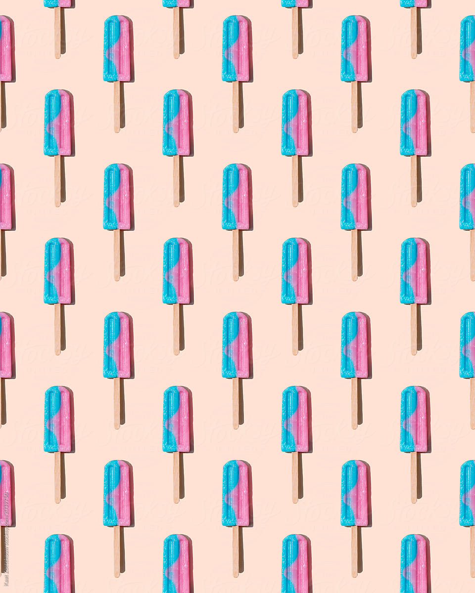 Icecream lollipops arranged on a cream background