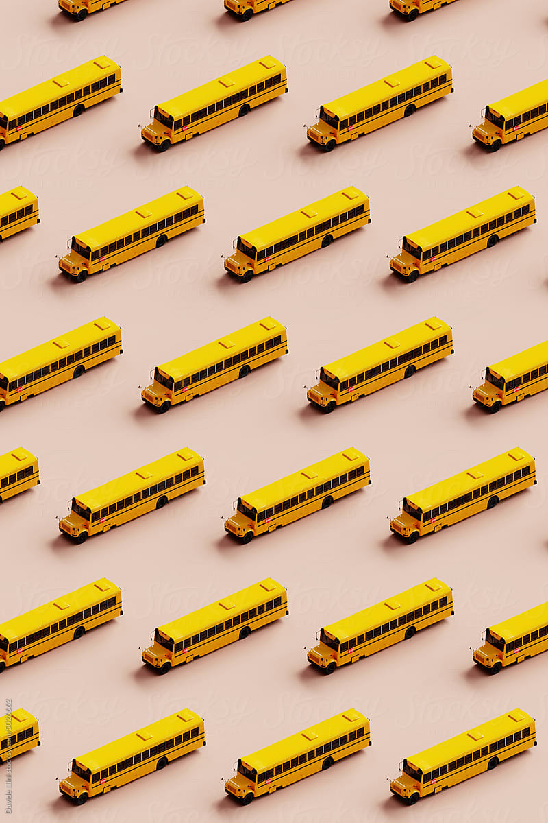 Classic yellow school bus 3d pattern.