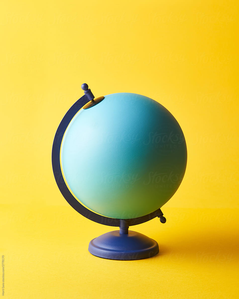 Blank Earth ball on yellow background