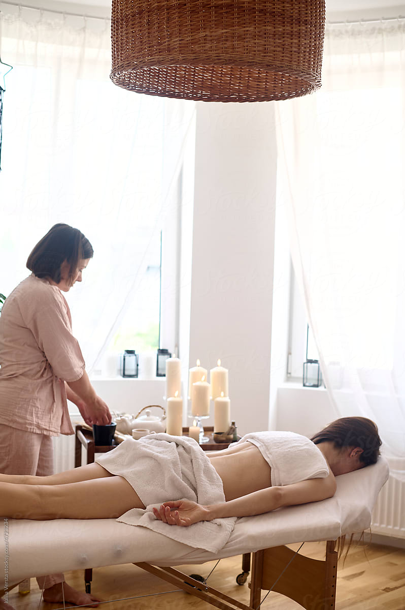 Woman getting  back massage