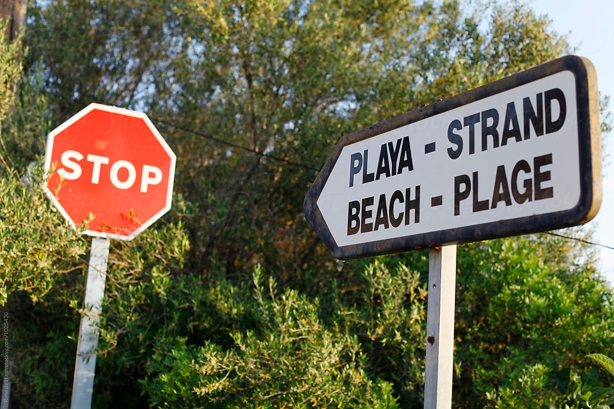 beach + stop sign