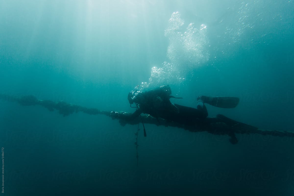 Underwater shot of scuba diver
