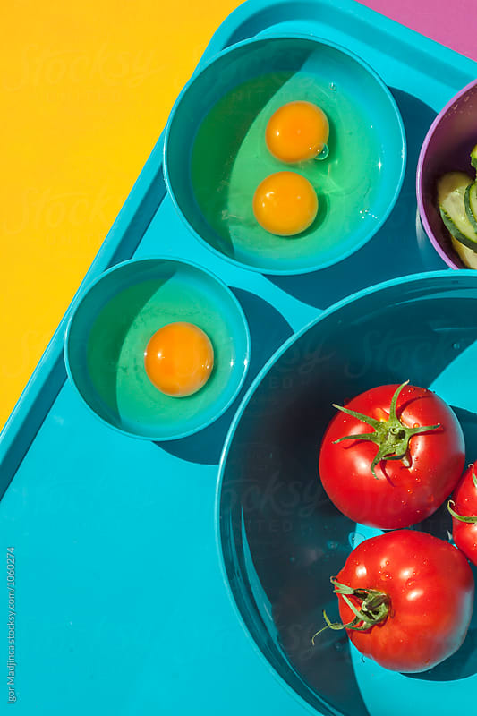 colorful, food in colorful pots, minimal, graphic design