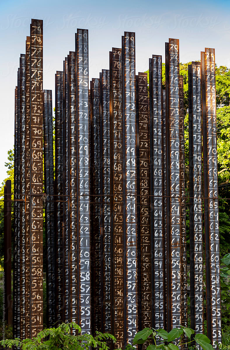 Length of Steel pilings with numbers at bridge