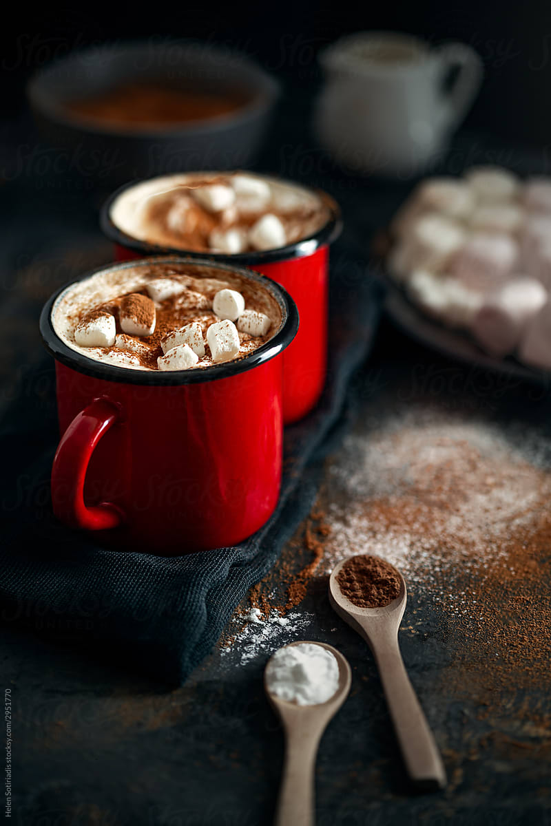 Cocoa in Enamel Cups