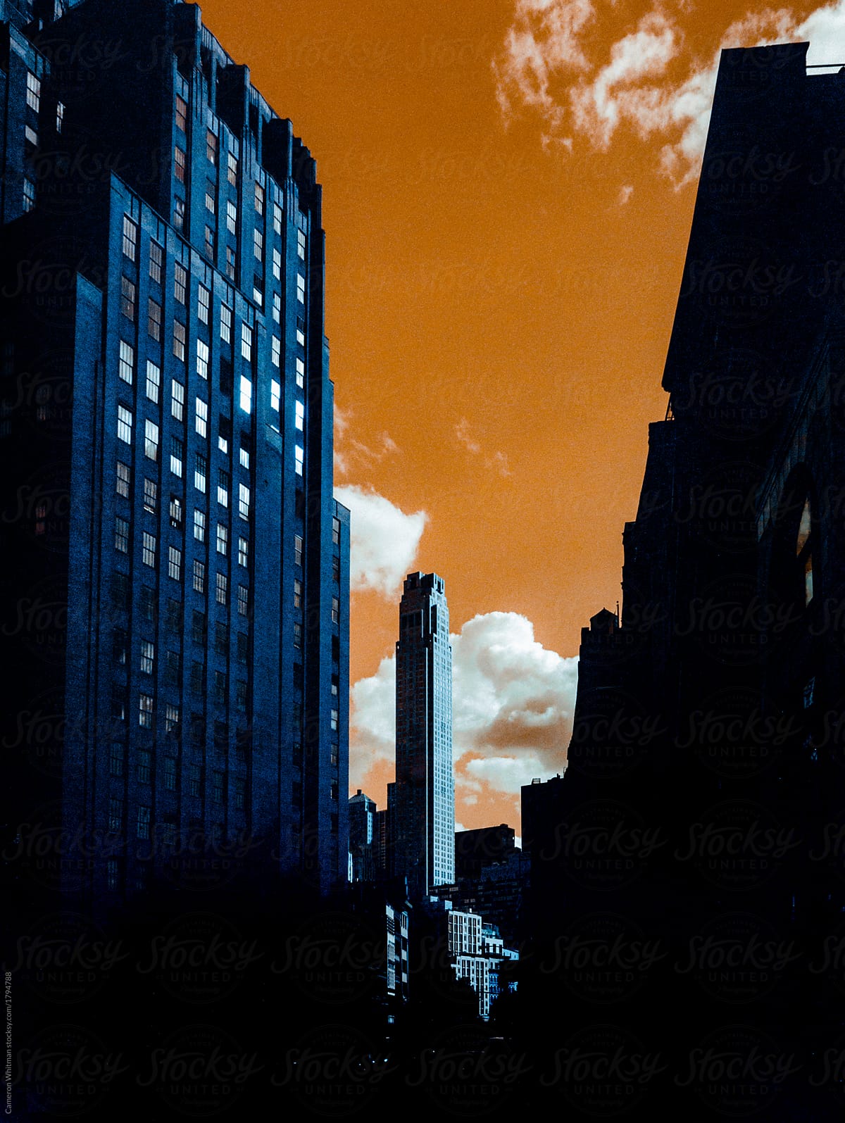 Dramatic false color view from downtown NYC