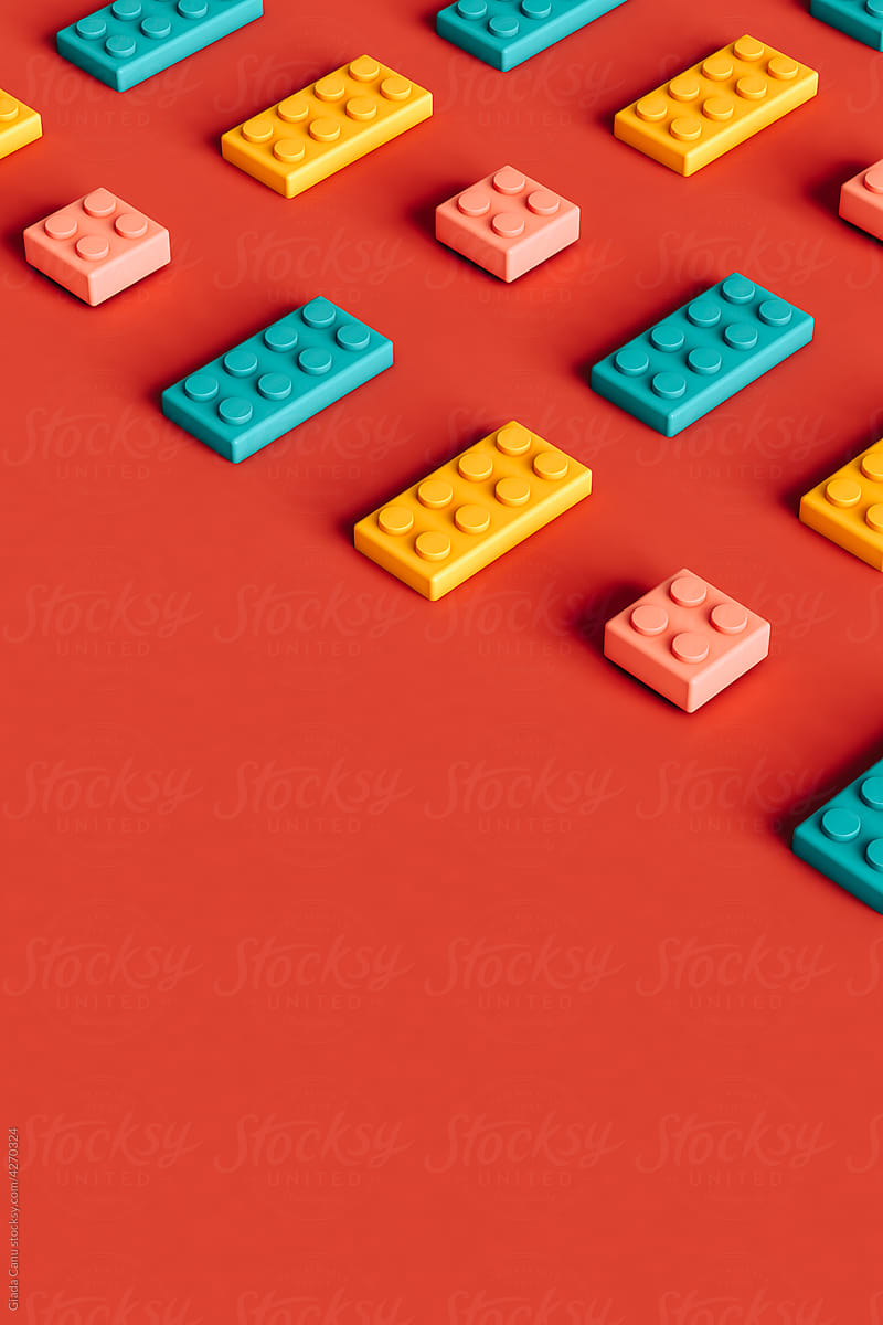 Colorful building blocks with copy space