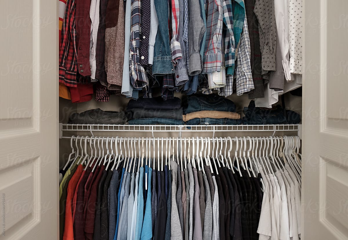 Clothing inside of a man\'s closet
