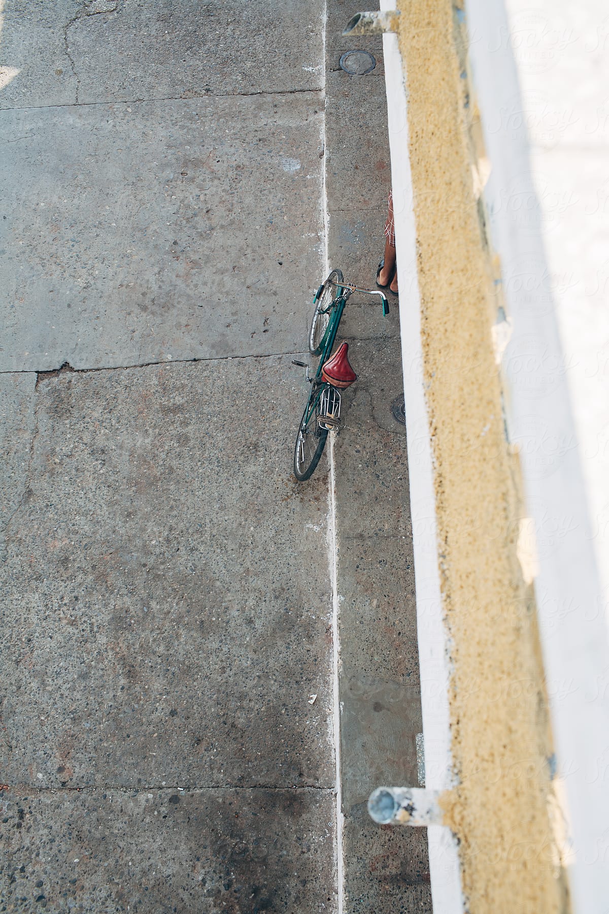 Bicycle in the street from above