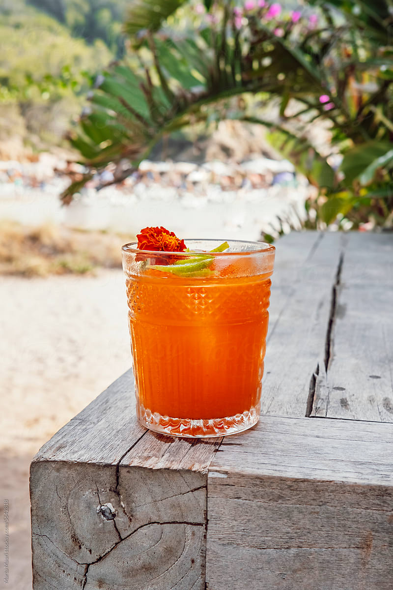 Cocktail by the beach on a Mediterranean island