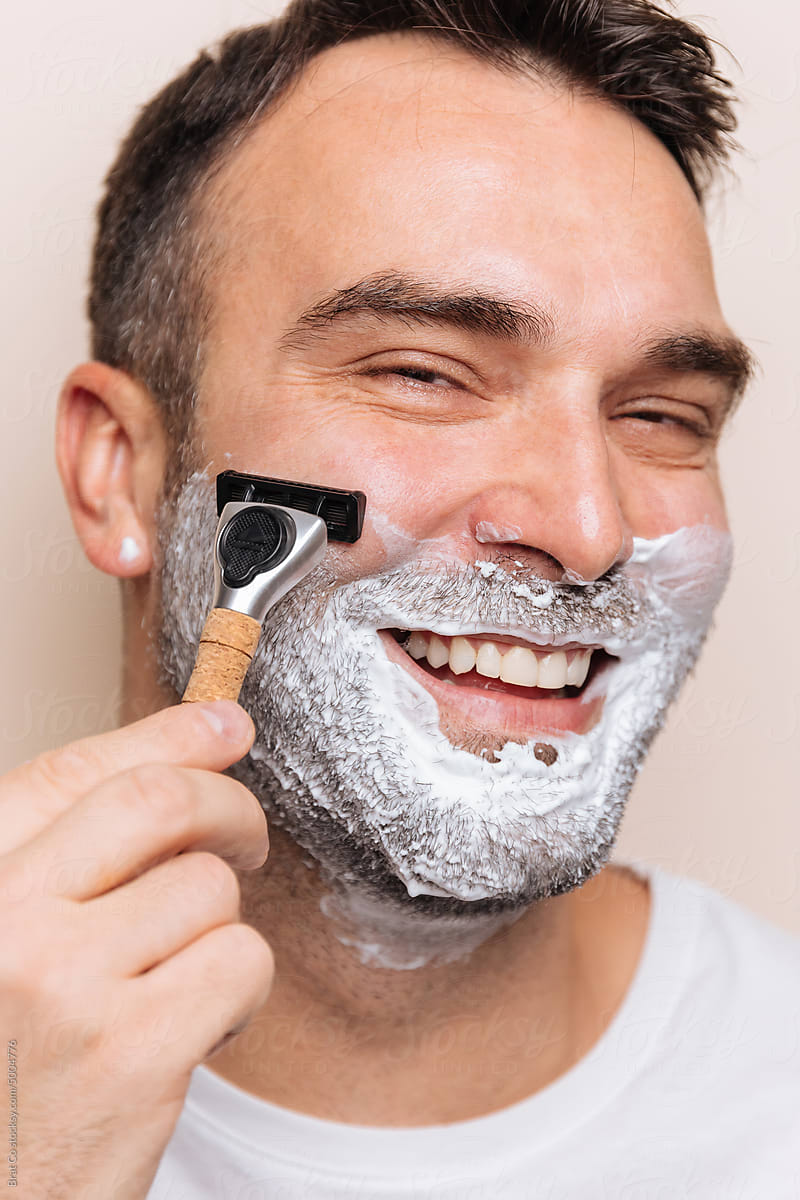 Man Shaving Portrait