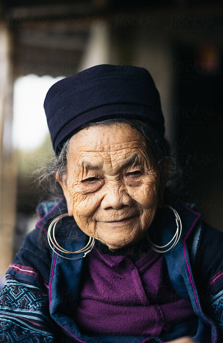 Portrait of a very old Hmong woman. Local people