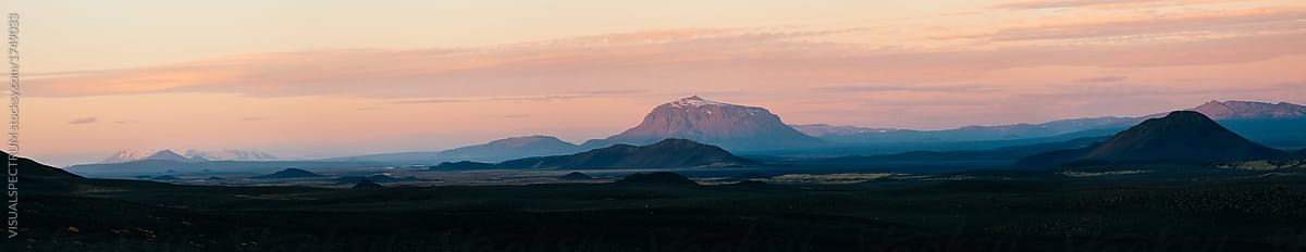 Panorama of Unique Volcanic Landscape around Herdubreid Volcano