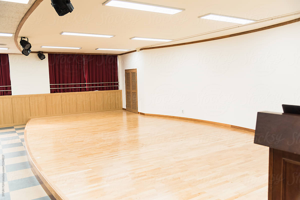 Empty stage in school auditorium