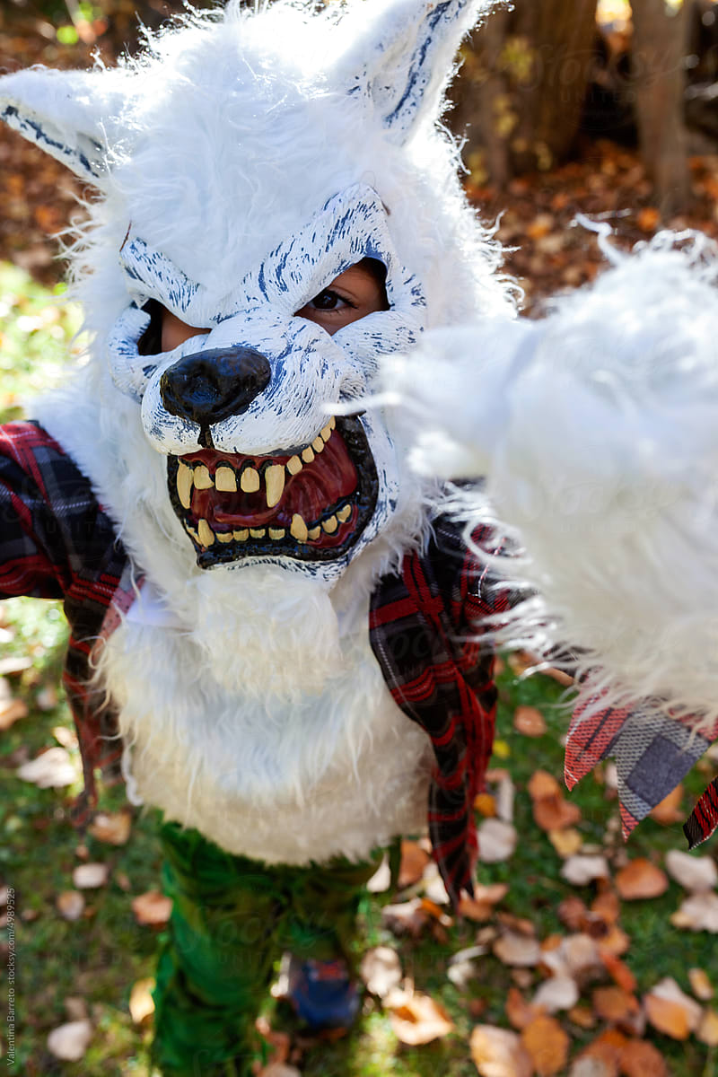 Werewolf on Halloween taking a self portrait