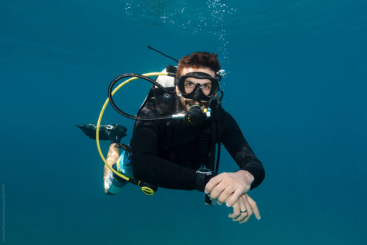 Portrait of a Scuba Diver in the blue